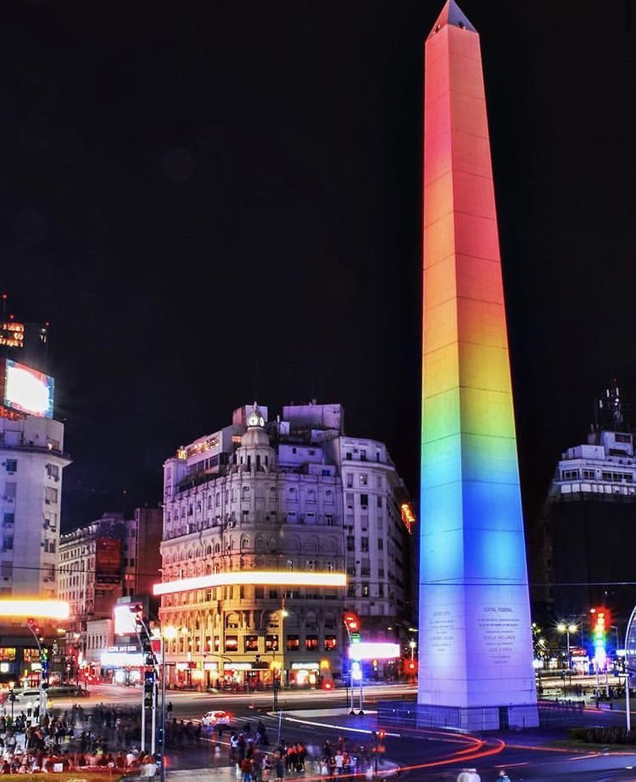Obelisk of Buenos Aires with pride colors