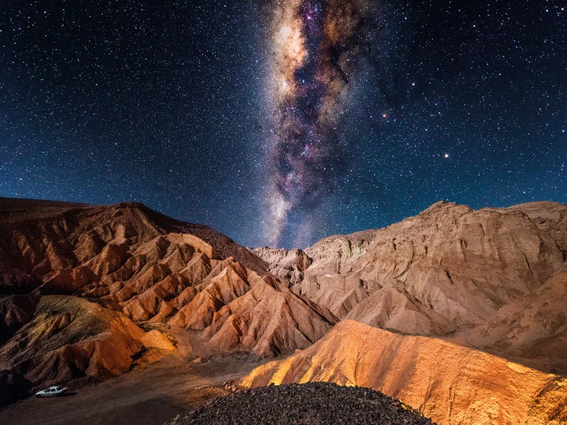 Milky Way over the rock formations of the Atacama Desert, near San Pedro de Atacama.