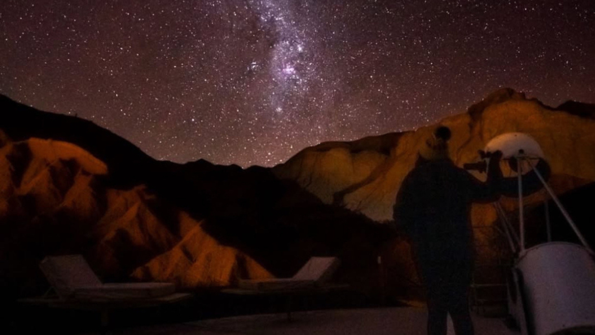 Astronomical observation with a telescope under the starry sky of San Pedro de Atacama, Chile.
