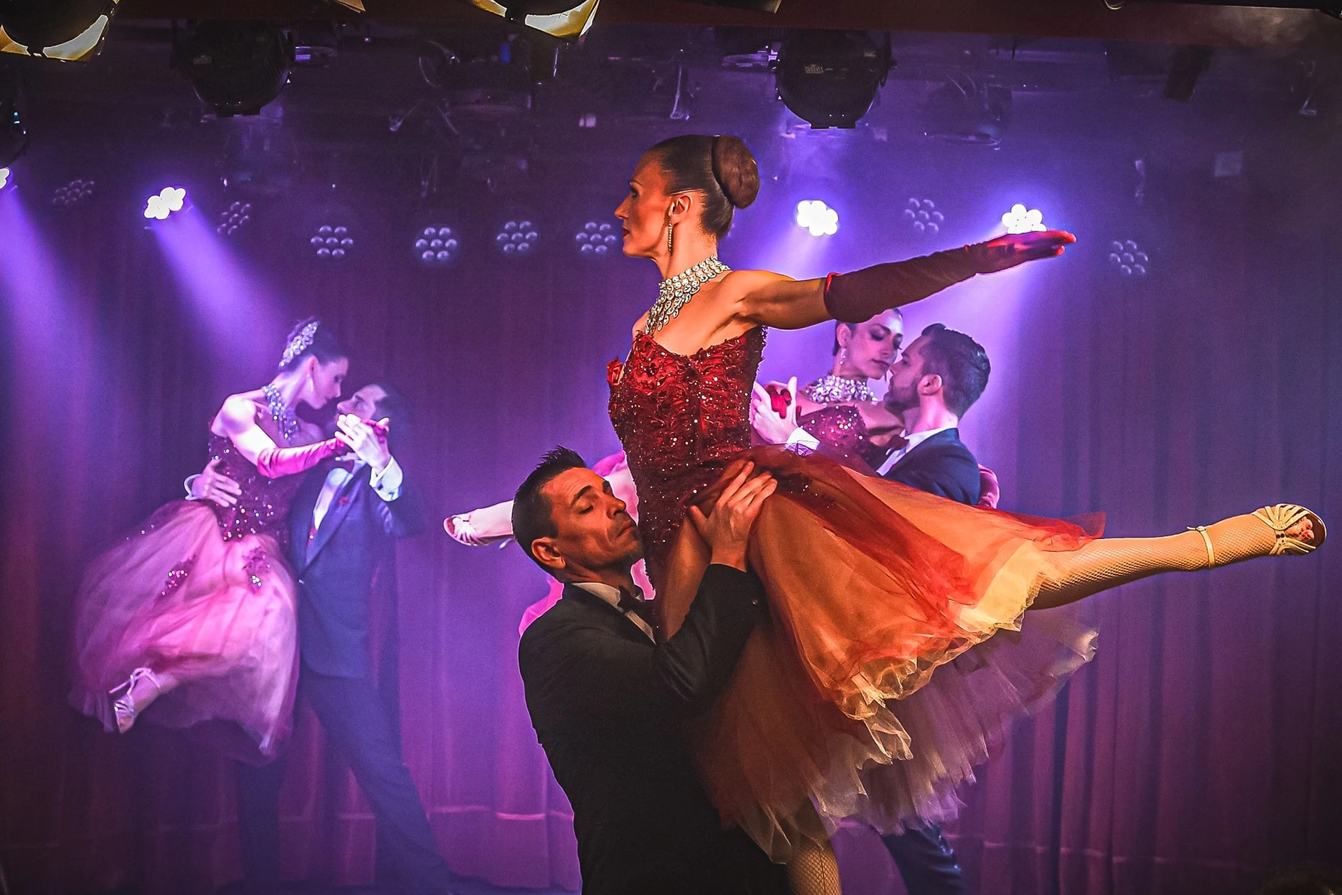 Professional tango dancers performing a live show at the Faena Hotel Buenos Aires